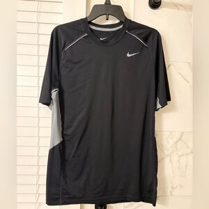 Nike Black Short Sleeve Dri-FIT Athletic Tee with Gray Accents
